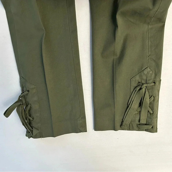Banana Republic Avery Pant  Straight Leg Ankle Tie Cropped Chino Green 0 Short - Picture 13 of 16